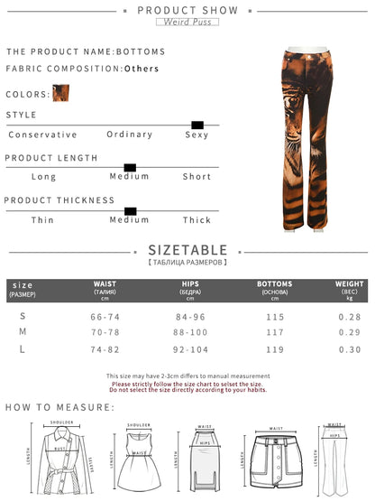 Women's Tiger Print Flare Pants