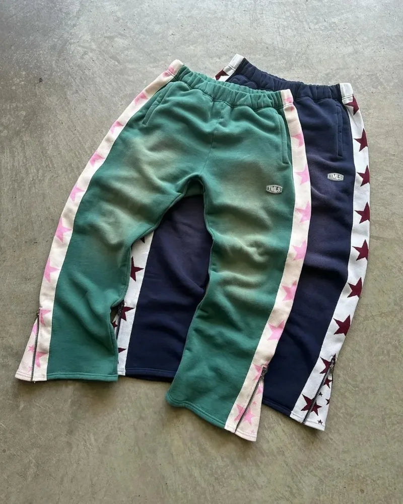 Multi-Colored Star-Stripped Sweatpants