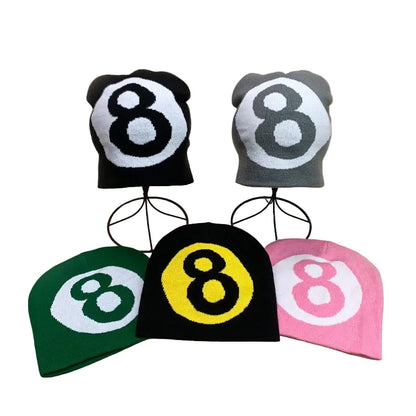 Number 8 Knitted Beanie (7 Color-ways Available)