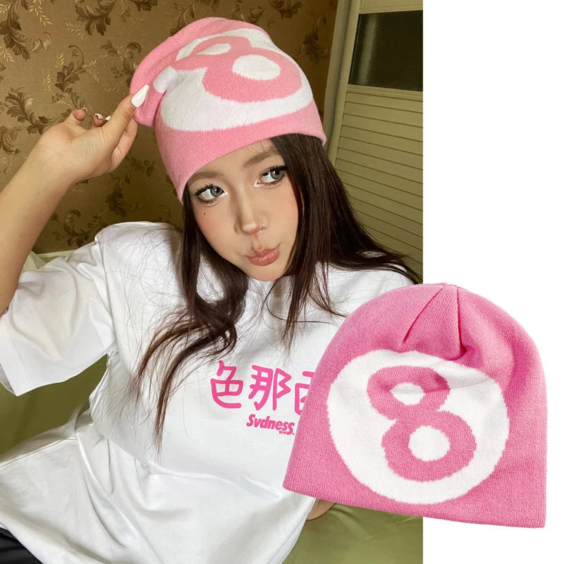 Number 8 Knitted Beanie (7 Color-ways Available)