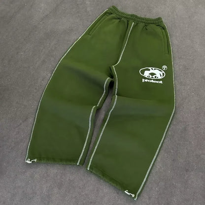 Y2K BAGGY STREETWEAR JOGGERS W/ EMBROIDERY
