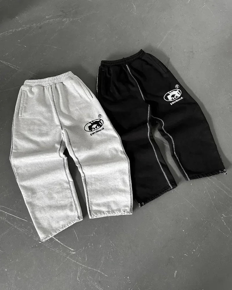 Y2K BAGGY STREETWEAR JOGGERS W/ EMBROIDERY