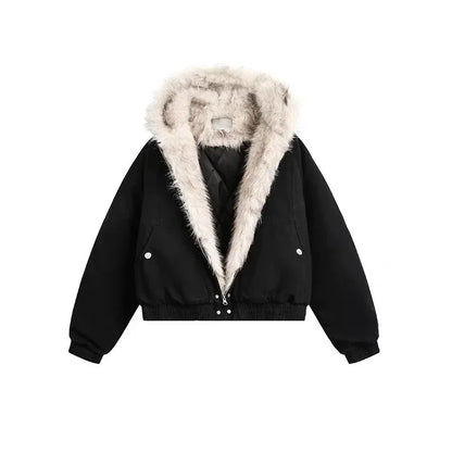Oversized Zip Hooded Cardigan — Black & Yellow Cross Colorblock (Multiple Variants)